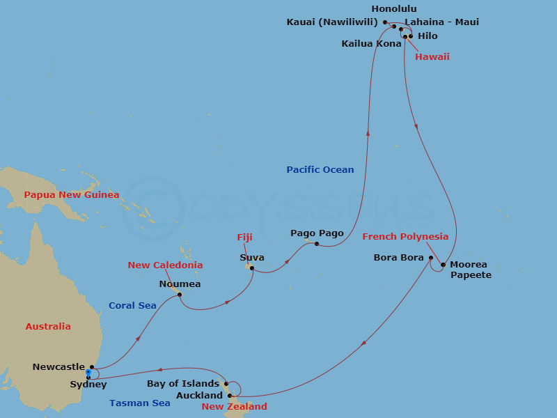 Hawaii, Tahiti & South Pacific 35 Night Cruise Sydney Return